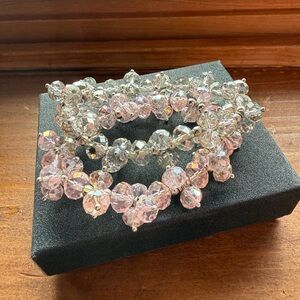 Crystal Bead Stretch Bracelet - Clear Sparkle